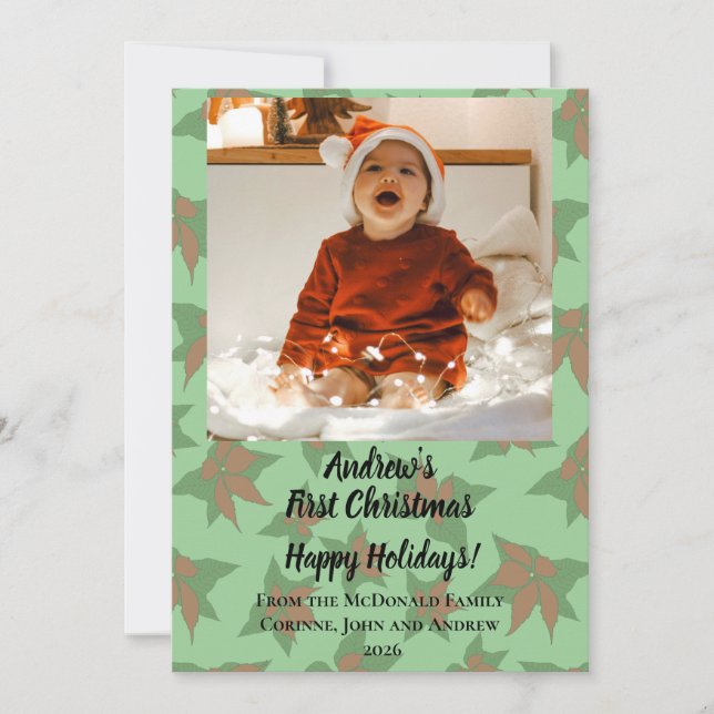  Holiday card Baby's first Christmas green (Front)