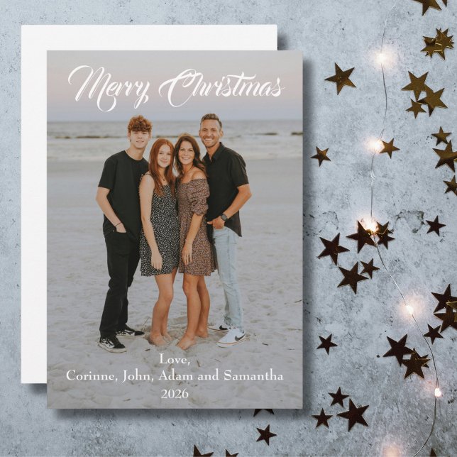 Holiday card Christmas photo year white script (Creator Uploaded)