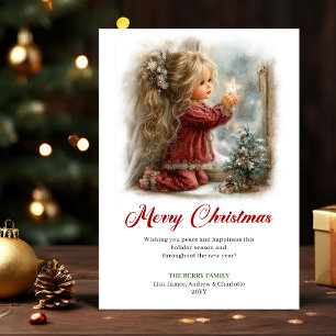 Holiday Card Cute Little Girl Holiday Scene Design