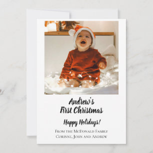 Holiday card minimal baby's first Christmas