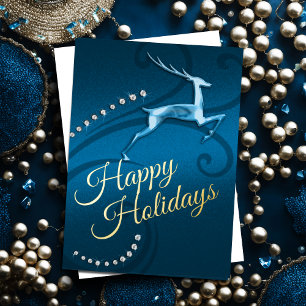 Holiday Card Reindeer Blue