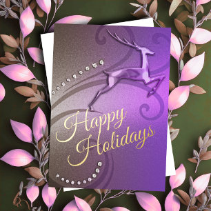 Holiday Card Reindeer Purple