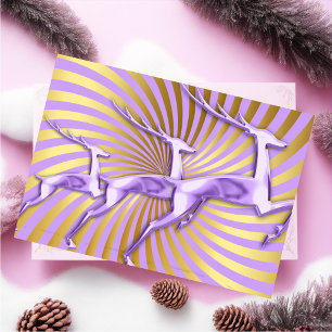 Holiday Card Reindeer Purple Gold