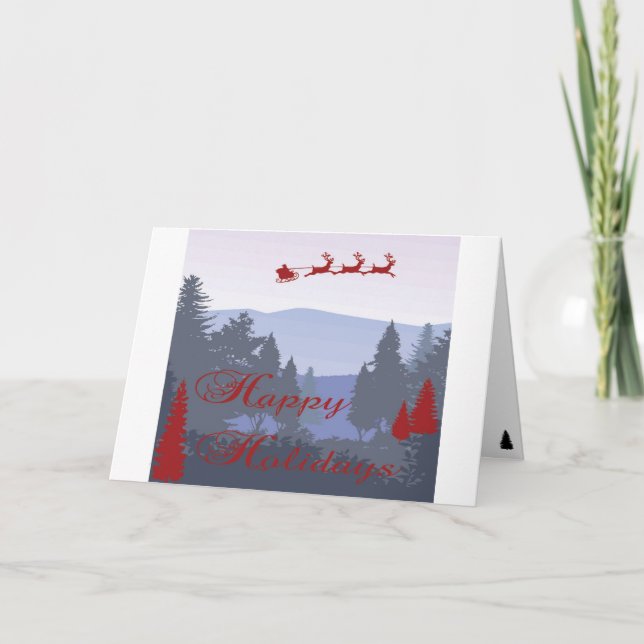 Holiday card Shilouette Modern Trees Red (Front)