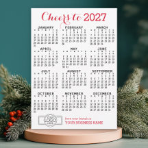 Holiday Card with 2027 Calendar and Business Logo