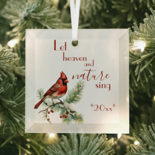 Holiday Cardinal Inspirational Personalize Holiday Glass Tree Decoration