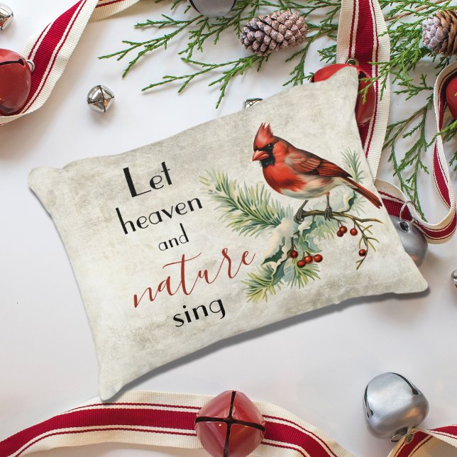 Holiday Cardinal Rustic Inspirational Christmas Decorative Cushion (Creator Uploaded)