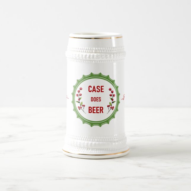 Holiday Case Does Beer White and Gold 22oz Stein (Center)