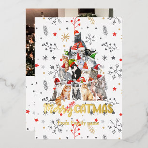 Holiday Cat and Kitten Christmas Tree red