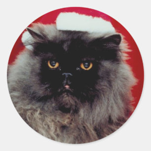 Holiday Cat Classic Round Sticker