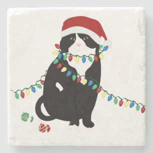 Holiday Cat Stone Coaster