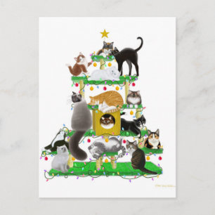 Holiday Cat Tree Customisable Postcard