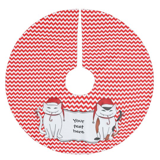 holiday cats chevron brushed polyester tree skirt zazzle holiday cats chevron brushed polyester tree skirt zazzle