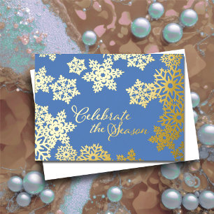 Holiday Celebrate Season Gold Snowflake Blue