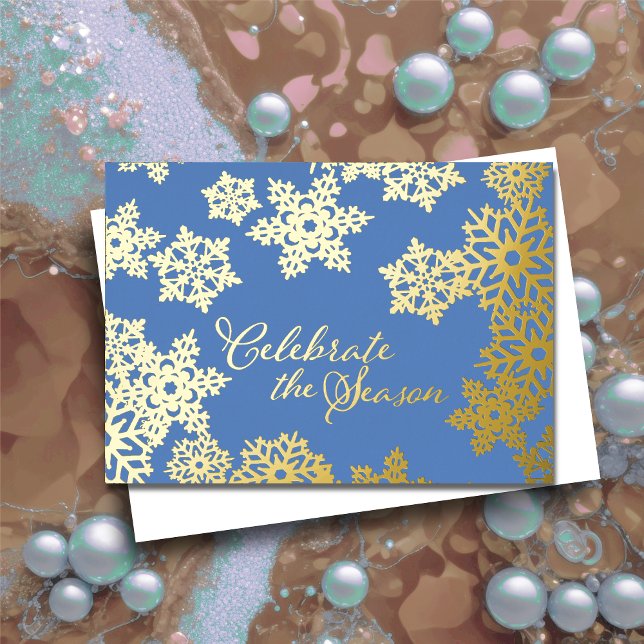 Holiday Celebrate Season Gold Snowflake Blue (Creator Uploaded)