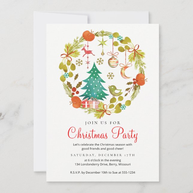Holiday Celebration Christmas Party Invitation (Front)
