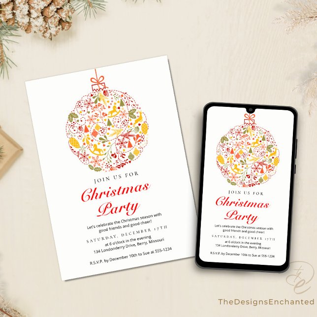 Holiday Celebration Christmas Party Invitation (Christmas Party Invitations, Holiday Celebration announcement Cards by TDE)