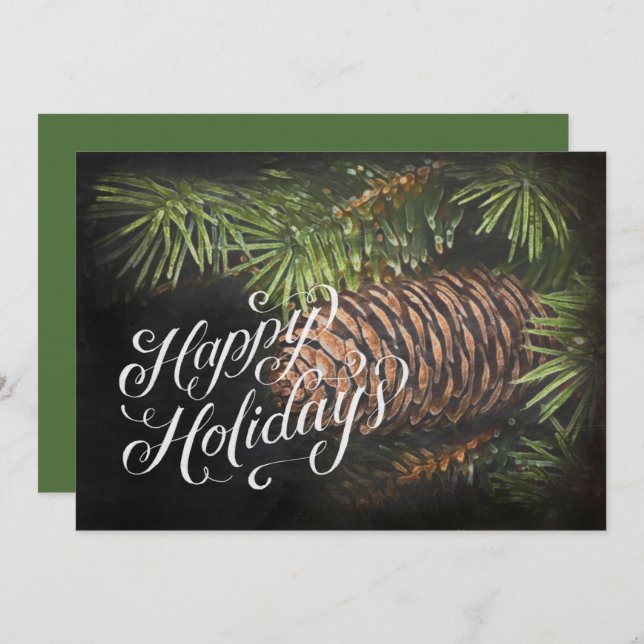 Holiday Chalk Drawn Pinecone and Pine Needles (Front/Back)