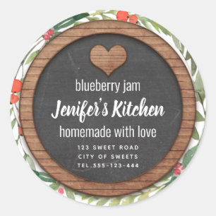 Holiday Chalkboard heart homemade jam  Classic Round Sticker