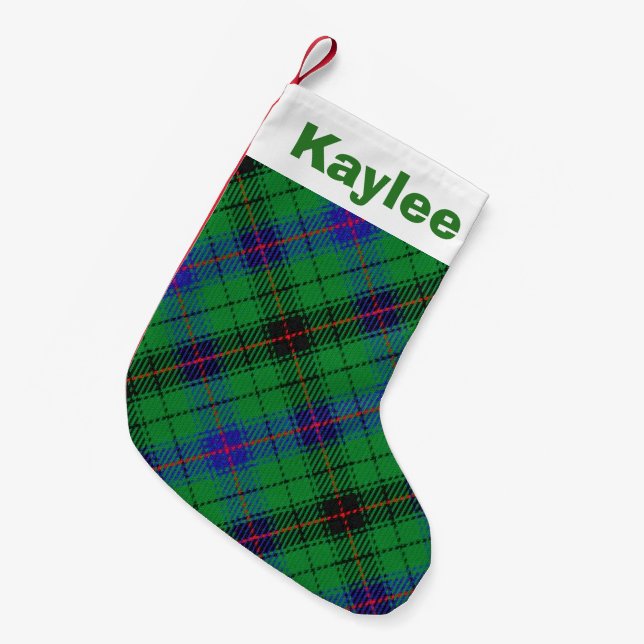 Holiday Charm Clan Davidson Tartan Small Christmas Stocking (Front (Hanging))