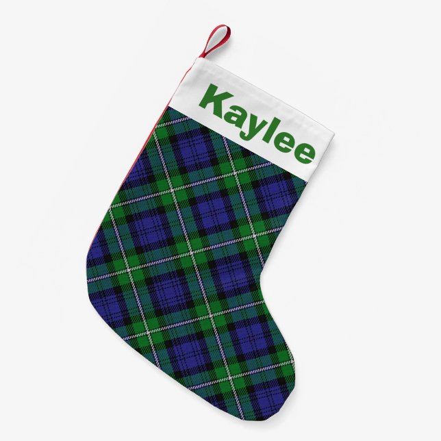Holiday Charm Clan Forbes Tartan Small Christmas Stocking (Front (Hanging))