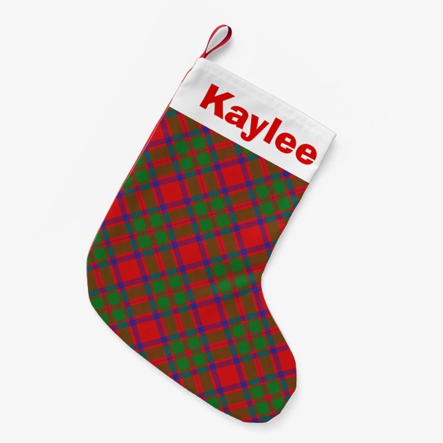 Holiday Charm Clan MacKintosh Tartan Small Christmas Stocking (Front (Hanging))