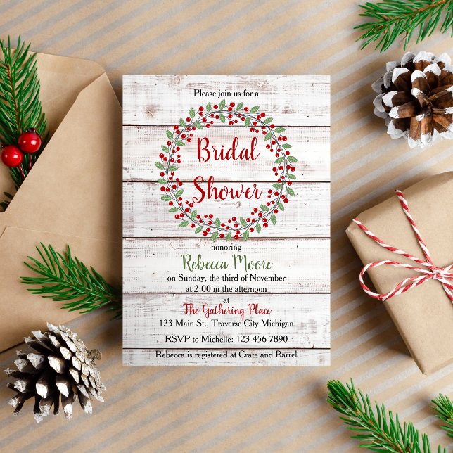 Holiday Charm II Winter/Christmas Bridal Shower Invitation (Creator Uploaded)