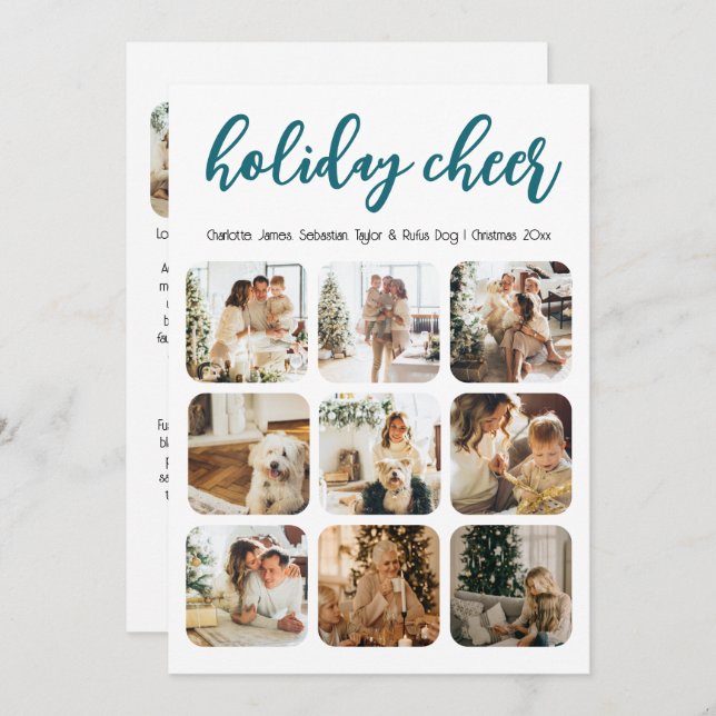 Holiday Cheer 12 Photo Christmas Personalised (Front/Back)