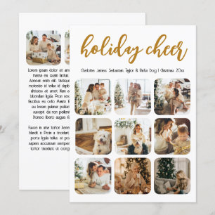 Holiday Cheer 12 Photo Christmas Personalised Card