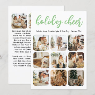Holiday Cheer 12 Photo Christmas Personalised Card
