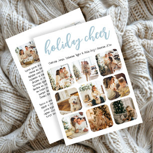 Holiday Cheer 12 Photo Christmas Personalised Card