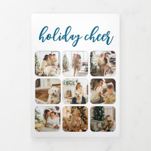Holiday Cheer 16 Photo Christmas Personalised Tri-Fold Card