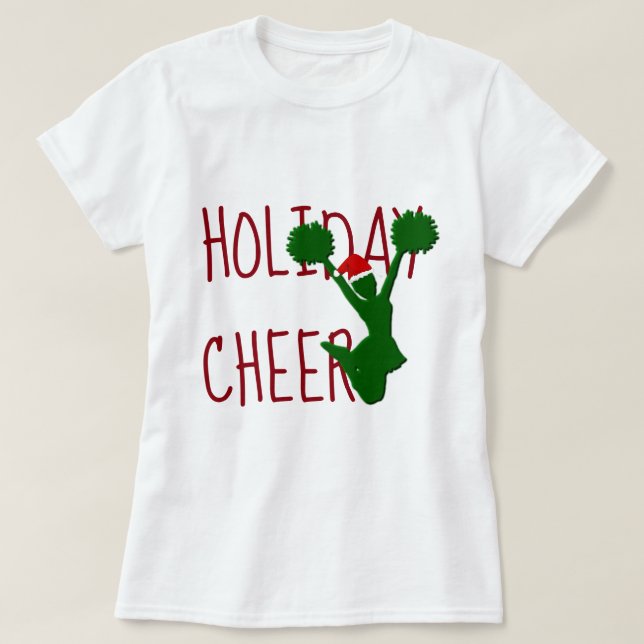 Holiday Cheer Cheerleader Christmas Spirit T-Shirt (Design Front)
