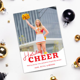 Holiday Cheer Cheerleading Christmas Photo Card