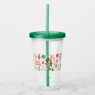 Holiday Cheer Clear Tumbler with Straw
