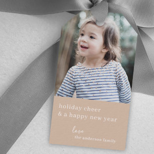 Holiday Cheer Elegant Christmas Photo Taupe Clay Gift Tags