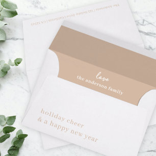 Holiday Cheer   Elegant Minimal Christmas Taupe Envelope