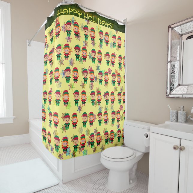 Holiday Cheer - Elves  Shower Curtain (In Situ)