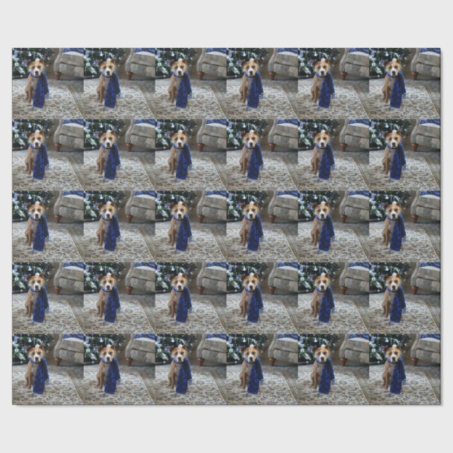 Holiday Cheer from Pit Bull Rescue Dog Wrapping Paper (Seam)