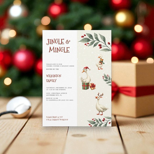  Holiday cheer Geese Jingle Mingle Party  Invitation (Creator Uploaded)