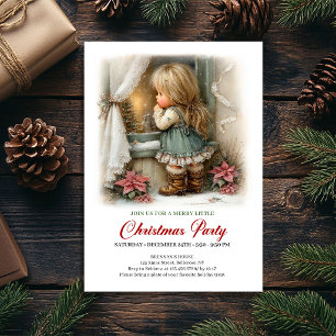 Holiday Cheer Invitation Cute Girl Winter Scene 