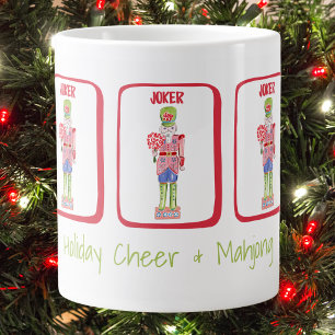 Holiday Cheer & Mahjong / Preppy Nutcracker Tiles Large Coffee Mug