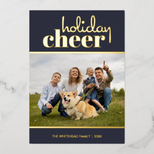 Holiday Cheer Modern Photo Navy Blue