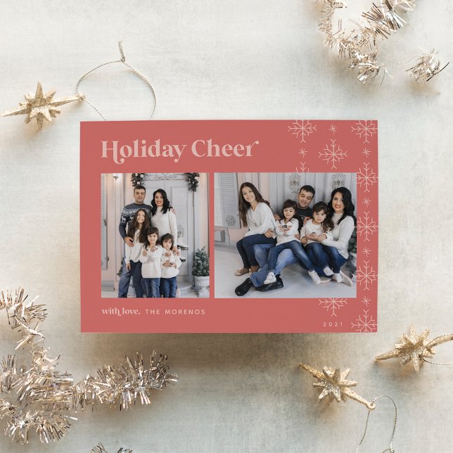 Holiday Cheer | Modern Snowflakes Photo Card (Creator Uploaded)