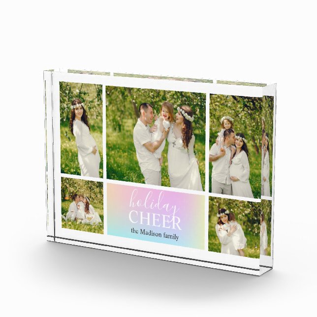 Holiday Cheer Pink Pastel Iridescent Photo Block (Right)