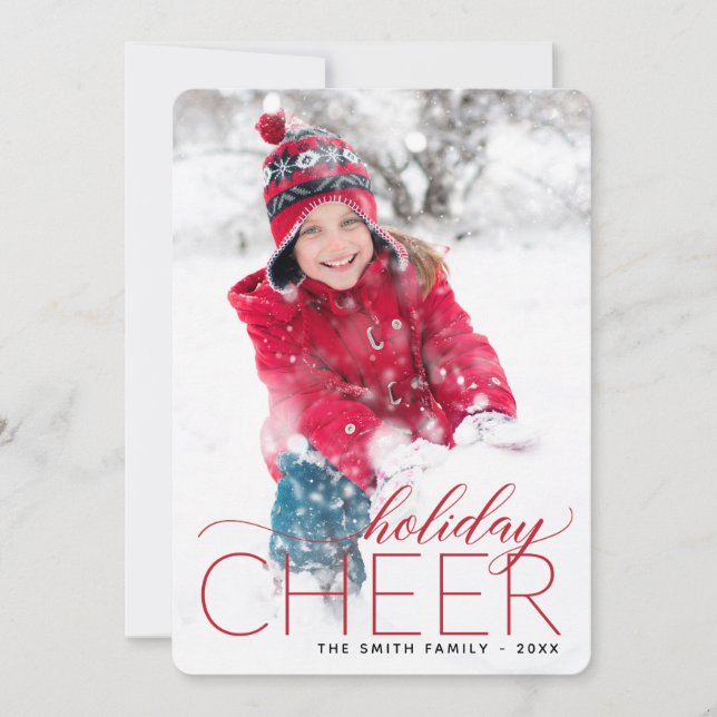 Holiday Cheer Red Photo Card (Front)