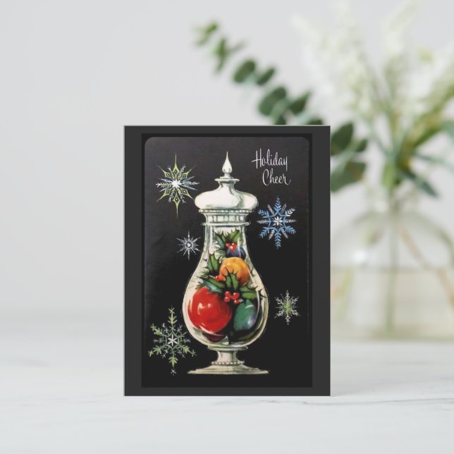 Holiday Cheer Vintage Black Candy Jar Postcard (Standing Front)