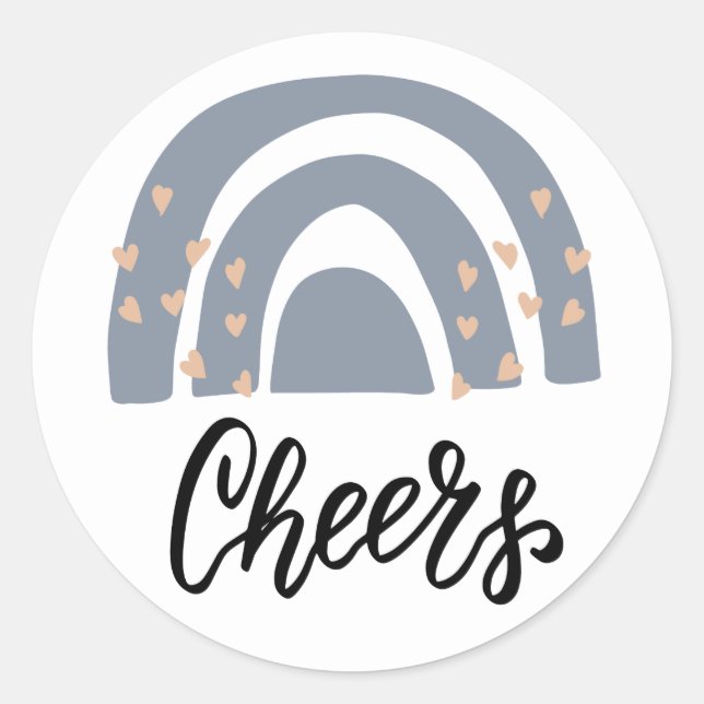 Holiday Cheers Boho Rainbow Modern Classic Round Sticker (Front)