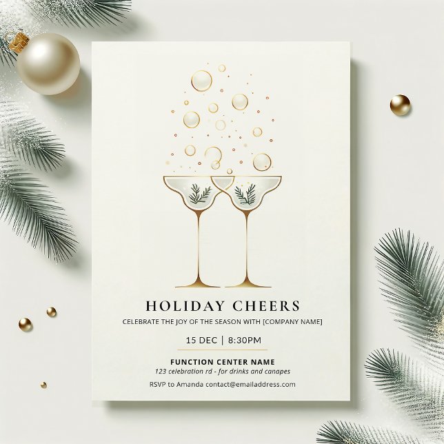 Holiday Cheers Christmas Party Invitation Minimal (Creator Uploaded)