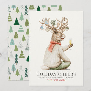 Holiday Cheers Funny Reindeer Ornaments Christmas Card